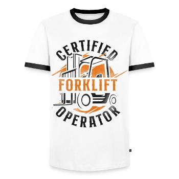 Certified Forklift Truck Operator - Männer Kontrast-T-Shirt - Weiß/Schwarz - Vorne - AI Model Female 172 light (172cm) & AI Model Male 178 dark (178cm)