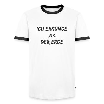 Segeln - Ich erkunde 71% der Erde - Männer Kontrast-T-Shirt - Weiß/Schwarz - Vorne - AI Model Female 172 light (172cm) & AI Model Male 178 dark (178cm)