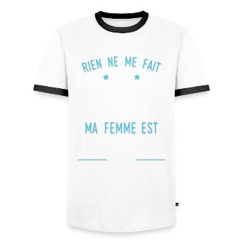 Marseille idée cadeau couple région Marseillaise - T-shirt contrasté Homme - blanc/noir - Devant - AI Model Female 172 light (172cm) & AI Model Male 178 dark (178cm)