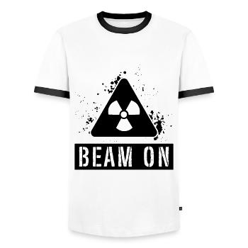 Beam On Rad TechnoRadiologue Radiologie Radiographie - T-shirt contrasté Homme - blanc/noir - Devant - AI Model Female 172 light (172cm) & AI Model Male 178 dark (178cm)