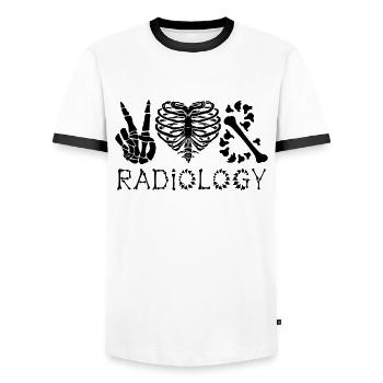 Radiologist Quote X-Ray Xray Rad Tech Radiology - Men's Ringer Shirt - white/black - Front - AI Model Female 172 light (172cm) & AI Model Male 178 dark (178cm)