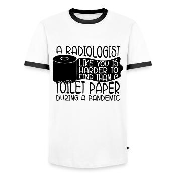 Un radiologue Papier toilette Rad Radiologie Radiographie - T-shirt contrasté Homme - blanc/noir - Devant - AI Model Female 172 light (172cm) & AI Model Male 178 dark (178cm)