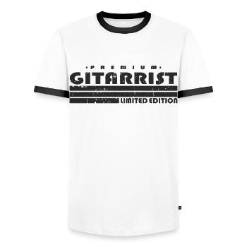 Gitarrist Limited Edition Gitarre Lustiges Gitarre - Männer Kontrast-T-Shirt - Weiß/Schwarz - Vorne - AI Model Female 172 light (172cm) & AI Model Male 178 dark (178cm)