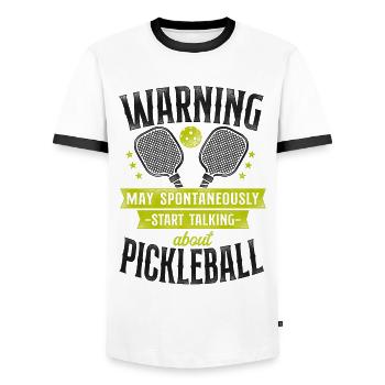Pickleball Warning May - Männer Kontrast-T-Shirt - Weiß/Schwarz - Vorne - AI Model Female 172 light (172cm) & AI Model Male 178 dark (178cm)