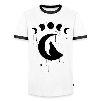 Occult Wolf Grunge Gothic Okkult Aesthetic - Männer Kontrast-T-Shirt - Weiß/Schwarz - Vorne - AI Model Female 172 light (172cm) & AI Model Male 178 dark (178cm)