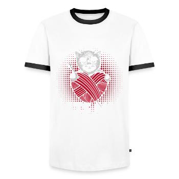 Knitting Knitting Knitting Lovers Gift - Men's Ringer Shirt - white/black - Front - AI Model Female 172 light (172cm) & AI Model Male 178 dark (178cm)