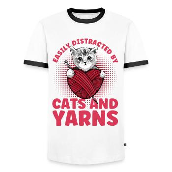 Knitting Knitting Knitting Lovers Gift - Men's Ringer Shirt - white/black - Front - AI Model Female 172 light (172cm) & AI Model Male 178 dark (178cm)