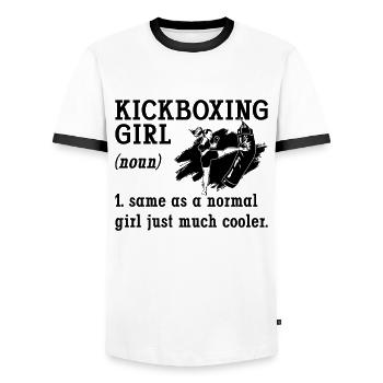 Kickboxing Girl Boxing Sports Kickboxer Fighter - Men's Ringer Shirt - white/black - Front - AI Model Female 172 light (172cm) & AI Model Male 178 dark (178cm)