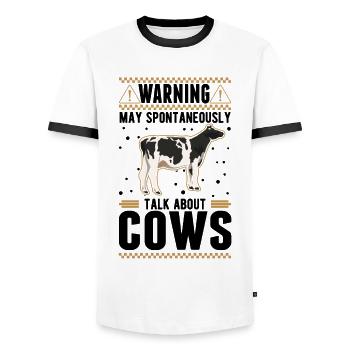 May spontaneously talk about Cows Cow Farmer Cows - Men's Ringer Shirt - white/black - Front - AI Model Female 172 light (172cm) & AI Model Male 178 dark (178cm)