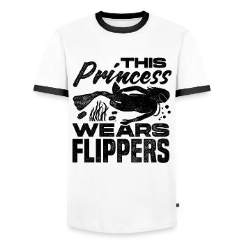 This Prince Wears Flippers Diver Scuba Diver Divin - Männer Kontrast-T-Shirt - Weiß/Schwarz - Vorne - AI Model Female 172 light (172cm) & AI Model Male 178 dark (178cm)