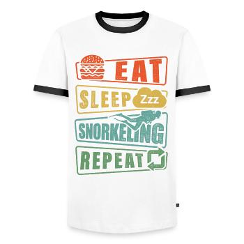 Eat Sleep Snorkel Repeat Scuba Diver Diving Snorke - Männer Kontrast-T-Shirt - Weiß/Schwarz - Vorne - AI Model Female 172 light (172cm) & AI Model Male 178 dark (178cm)