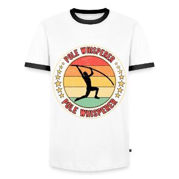 Pole vaulter Pole Whisperer - Men's Ringer Shirt - white/black - Front - AI Model Female 172 light (172cm) & AI Model Male 178 dark (178cm)