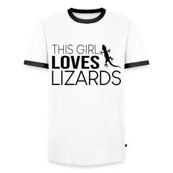 Cette fille aime les lézards - T-shirt contrasté Homme - blanc/noir - Devant - AI Model Female 172 light (172cm) & AI Model Male 178 dark (178cm)