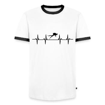 plongeur plongeur plongée plongée oxygène plongée - T-shirt contrasté Homme - blanc/noir - Devant - AI Model Female 172 light (172cm) & AI Model Male 178 dark (178cm)
