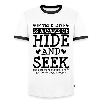 Valentins Tag Beziehung Liebes Spruch - Männer Kontrast-T-Shirt - Weiß/Schwarz - Vorne - AI Model Female 172 light (172cm) & AI Model Male 178 dark (178cm)