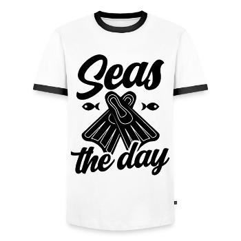 Seas The Day Diver Diving Scuba Diver Apnoe Snorke - Männer Kontrast-T-Shirt - Weiß/Schwarz - Vorne - AI Model Female 172 light (172cm) & AI Model Male 178 dark (178cm)