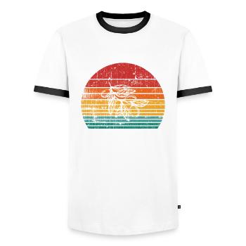Olive food oil Retro Vegetarian Gift idea - Men's Ringer Shirt - white/black - Front - AI Model Female 172 light (172cm) & AI Model Male 178 dark (178cm)