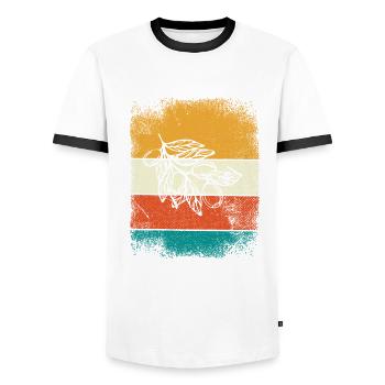 Olive food oil Retro Vegetarian Gift idea - Men's Ringer Shirt - white/black - Front - AI Model Female 172 light (172cm) & AI Model Male 178 dark (178cm)