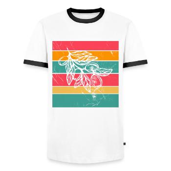 Olive food oil Retro Vegetarian Gift idea - Men's Ringer Shirt - white/black - Front - AI Model Female 172 light (172cm) & AI Model Male 178 dark (178cm)