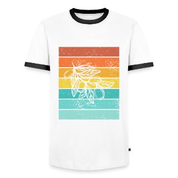 Olive food oil Retro Vegetarian Gift idea - Men's Ringer Shirt - white/black - Front - AI Model Female 172 light (172cm) & AI Model Male 178 dark (178cm)