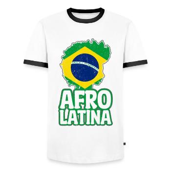 Afro Latina Pride Brazil Brazilian Roots - Men's Ringer Shirt - white/black - Front - AI Model Female 172 light (172cm) & AI Model Male 178 dark (178cm)