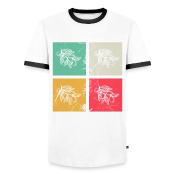 Olive food oil Retro Vegetarian Gift idea - Men's Ringer Shirt - white/black - Front - AI Model Female 172 light (172cm) & AI Model Male 178 dark (178cm)