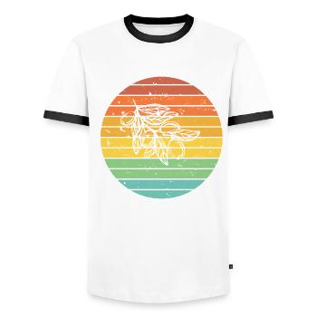 Olive food oil Retro Vegetarian Gift idea - Men's Ringer Shirt - white/black - Front - AI Model Female 172 light (172cm) & AI Model Male 178 dark (178cm)