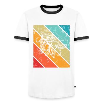Olive food oil Retro Vegetarian Gift idea - Men's Ringer Shirt - white/black - Front - AI Model Female 172 light (172cm) & AI Model Male 178 dark (178cm)