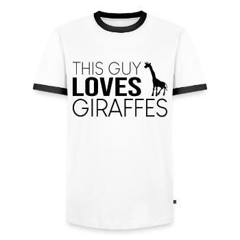 Type Girafe Saying - T-shirt contrasté Homme - blanc/noir - Devant - AI Model Female 172 light (172cm) & AI Model Male 178 dark (178cm)