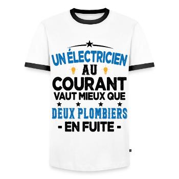 Homme Humour Papa Electricien électricien Cadeau - T-shirt contrasté Homme - blanc/noir - Devant - AI Model Female 172 light (172cm) & AI Model Male 178 dark (178cm)