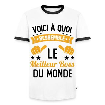 Homme Meilleur Boss Du Monde Cadeau - T-shirt contrasté Homme - blanc/noir - Devant - AI Model Female 172 light (172cm) & AI Model Male 178 dark (178cm)