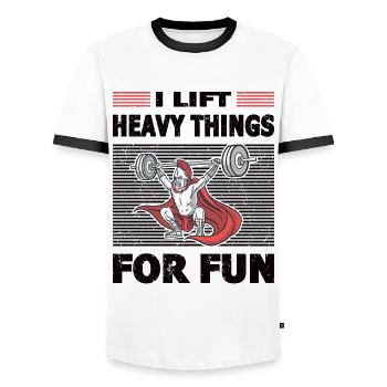 Strongman heavy things sport fitness bodybuilding - Männer Kontrast-T-Shirt - Weiß/Schwarz - Vorne - AI Model Female 172 light (172cm) & AI Model Male 178 dark (178cm)