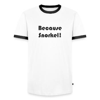 Plongée - Parce que snorkel - T-shirt contrasté Homme - blanc/noir - Devant - AI Model Female 172 light (172cm) & AI Model Male 178 dark (178cm)