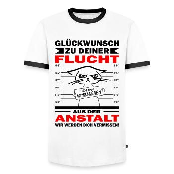 Abschiedsgeschenk Kollege - Jobwechsel - Männer Kontrast-T-Shirt - Weiß/Schwarz - Vorne - AI Model Female 172 light (172cm) & AI Model Male 178 dark (178cm)