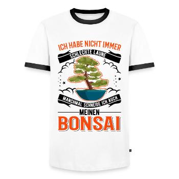 Japanischer Bonsai Bonsaibaum - Männer Kontrast-T-Shirt - Weiß/Schwarz - Vorne - AI Model Female 172 light (172cm) & AI Model Male 178 dark (178cm)