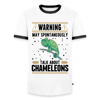 Warning Chameleon Gift Chameleon - Men's Ringer Shirt - white/black - Front - AI Model Female 172 light (172cm) & AI Model Male 178 dark (178cm)
