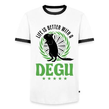 Life is better with a Degu - Männer Kontrast-T-Shirt - Weiß/Schwarz - Vorne - AI Model Female 172 light (172cm) & AI Model Male 178 dark (178cm)