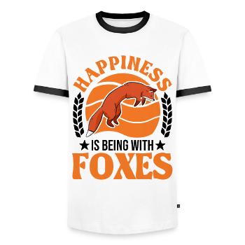 Happiness is being with Foxes Fuchs - Men's Ringer Shirt - white/black - Front - AI Model Female 172 light (172cm) & AI Model Male 178 dark (178cm)