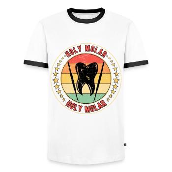 Dental Technician Dental Prosthodontist Holy Molar - Men's Ringer Shirt - white/black - Front - AI Model Female 172 light (172cm) & AI Model Male 178 dark (178cm)