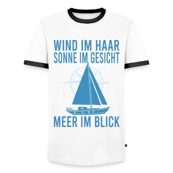 Segeln Segelboot Segler Käpten Segelschein Käpt'n - Männer Kontrast-T-Shirt - Weiß/Schwarz - Vorne - AI Model Female 172 light (172cm) & AI Model Male 178 dark (178cm)