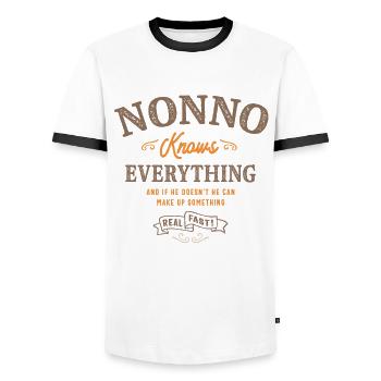 Nonno Knows Everything Grandpa - Men's Ringer Shirt - white/black - Front - AI Model Female 172 light (172cm) & AI Model Male 178 dark (178cm)