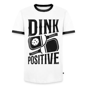 Pickleball Pun Dink Positif - T-shirt contrasté Homme - blanc/noir - Devant - AI Model Female 172 light (172cm) & AI Model Male 178 dark (178cm)