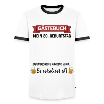 20 Geburtstag Junge Mädchen Party Gästebuch Lustig - Männer Kontrast-T-Shirt - Weiß/Schwarz - Vorne - AI Model Female 172 light (172cm) & AI Model Male 178 dark (178cm)