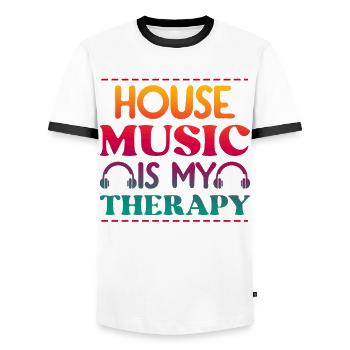 House Music Clubbing - T-shirt contrasté Homme - blanc/noir - Devant - AI Model Female 172 light (172cm) & AI Model Male 178 dark (178cm)