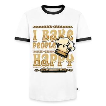 Je fais cuire des gens heureux amateurs de pâtisserie - T-shirt contrasté Homme - blanc/noir - Devant - AI Model Female 172 light (172cm) & AI Model Male 178 dark (178cm)