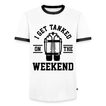 I Get Tanked On The Weekends Scuba Diver Diving Sn - Männer Kontrast-T-Shirt - Weiß/Schwarz - Vorne - AI Model Female 172 light (172cm) & AI Model Male 178 dark (178cm)