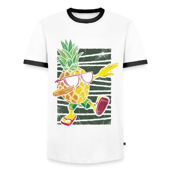 Dabbing Pineapple Sunglasses Design For The - Men's Ringer Shirt - white/black - Front - AI Model Female 172 light (172cm) & AI Model Male 178 dark (178cm)