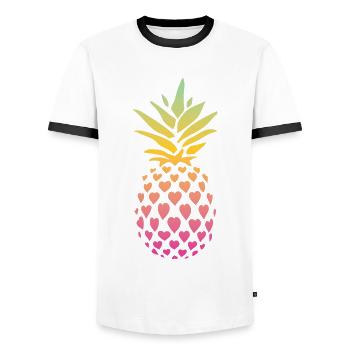Pineapple Heart Design For Beach Lovers Pineapple - Men's Ringer Shirt - white/black - Front - AI Model Female 172 light (172cm) & AI Model Male 178 dark (178cm)