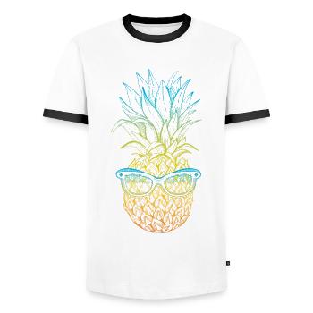 Pineapple Sunglasses Design For Beach Lovers - Men's Ringer Shirt - white/black - Front - AI Model Female 172 light (172cm) & AI Model Male 178 dark (178cm)