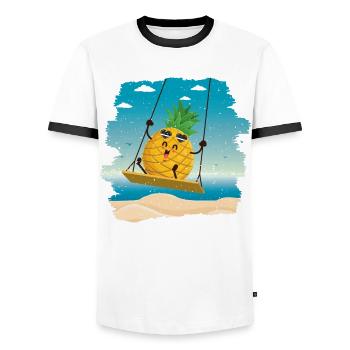 Ananas-schaukel-design Für Strandliebhaber Ananas - Männer Kontrast-T-Shirt - Weiß/Schwarz - Vorne - AI Model Female 172 light (172cm) & AI Model Male 178 dark (178cm)
